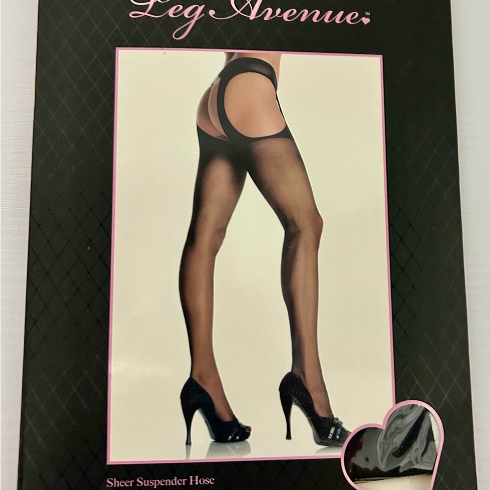 Leg Avenue Black Sheer Suspender Tights